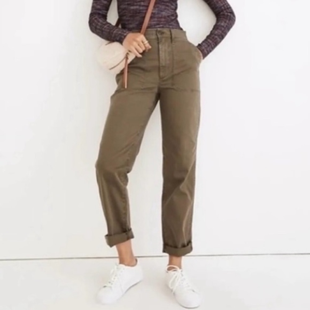 Madewell Olive Green High-Rise Straight Leg Pants